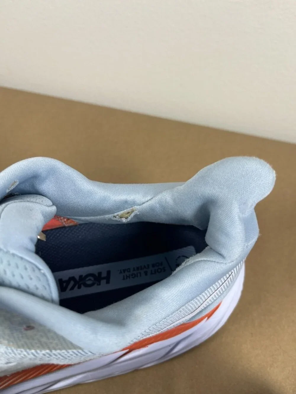 HOKA Clifton 8 Men's Running Shoes Gray Orange Size 11 D Sneakers